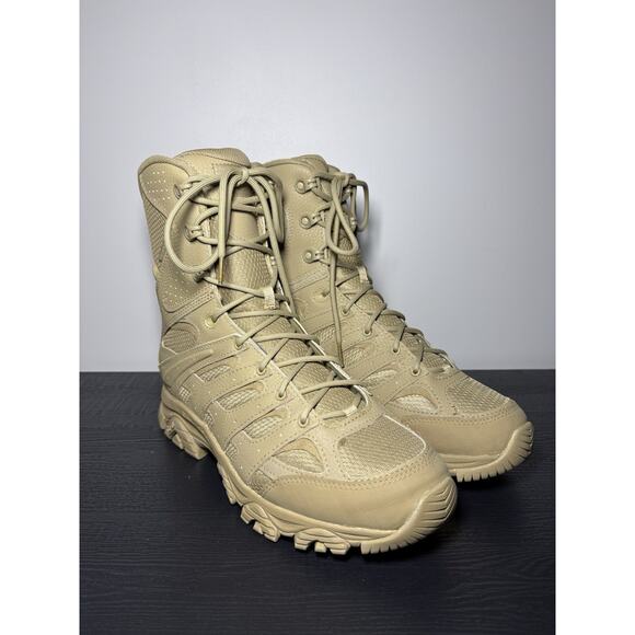 Size 12 Merrell Men's Moab 3 8" Tactical Zip Waterproof Boot | Coyote Leather - Picture 2 of 8